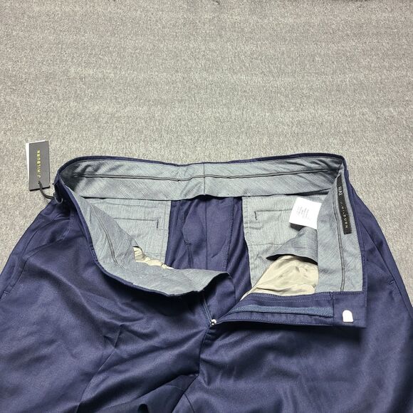 J Hilburn Dress Pants Mens 33x32 Navy Blue Flat Front Tailored Wool Blend Formal - Picture 4 of 8